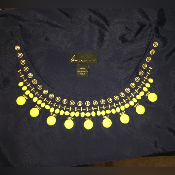 EUC Lane Bryant Navy Embellished Top Size 14/16 - Picture 6 of 7